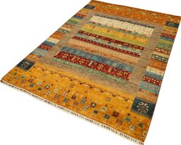 Close-up detail of New Persian Gabbeh rug from Pakistan showing Wool weave