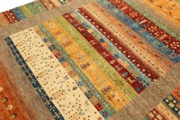 Close-up detail of New Persian Gabbeh rug from Pakistan showing Wool weave