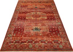 Surface texture of New Persian Gabbeh rug with natural Wool and intricate pattern