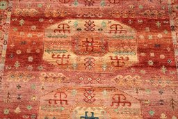 Close-up detail of New Persian Gabbeh rug from Pakistan showing Wool weave