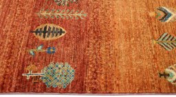 Close-up detail of New Persian Gabbeh rug from Pakistan showing Wool weave