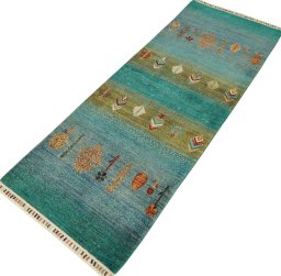 Close-up detail of New Persian Gabbeh rug from Pakistan showing Wool weave