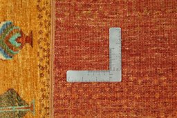 Close-up detail of New Persian Gabbeh rug from Pakistan showing Wool weave