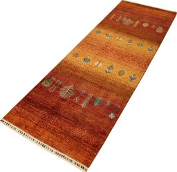 Close-up detail of New Persian Gabbeh rug from Pakistan showing Wool weave
