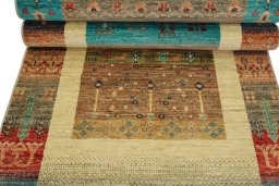 Close-up detail of New Persian Gabbeh rug from Pakistan showing Wool weave