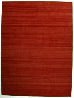 Full view of New Persian Gabbeh rug from Iran / Persia, 343 × 260 cm in Red tones