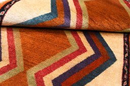 Full view of 2000s Persian Gabbeh rug from Iran / Persia, 164 × 92 cm in Multi Color tones