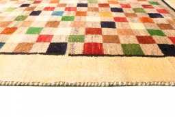 Central medallion detail of 2000s Persian Gabbeh rug from Iran / Persia