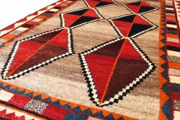 Central medallion detail of 2000s Persian Gabbeh rug from Iran / Persia