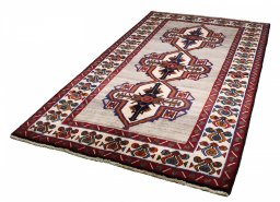 Close-up detail of 2000s Persian Gabbeh rug from Iran / Persia showing Wool weave