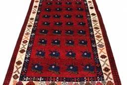 Close-up detail of 2000s Persian Gabbeh rug from Iran / Persia showing Wool weave
