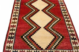 Central medallion detail of 2000s Persian Gabbeh rug from Iran / Persia