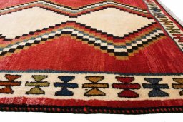 Close-up detail of 2000s Persian Gabbeh rug from Iran / Persia showing Wool weave