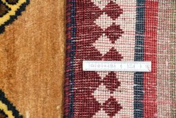 Close-up detail of 1970s Persian Gabbeh rug from Iran / Persia showing Wool weave
