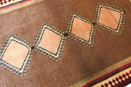 Central medallion detail of 1970s Persian Gabbeh rug from Iran / Persia