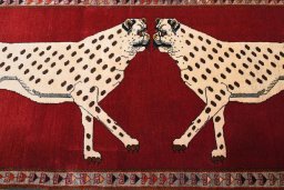 Central medallion detail of 2000s Persian Gabbeh rug from Iran / Persia