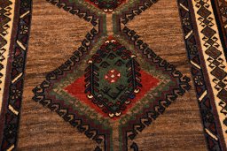 Central medallion detail of 2000s Persian Gabbeh rug from Iran / Persia