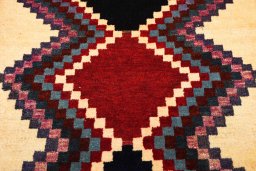 Central medallion detail of 2000s Persian Gabbeh rug from Iran / Persia