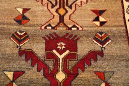 Central medallion detail of 2000s Persian Gabbeh rug from Iran / Persia