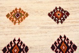 Central medallion detail of 2000s Persian Gabbeh rug from Iran / Persia