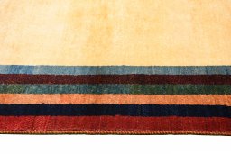 Close-up detail of 2000s Persian Gabbeh rug from Iran / Persia showing Wool weave