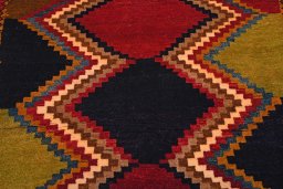 Central medallion detail of 2000s Persian Gabbeh rug from Iran / Persia