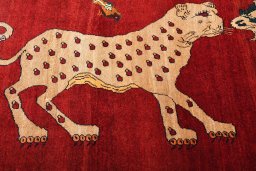 Central medallion detail of 2000s Persian Gabbeh rug from Iran / Persia