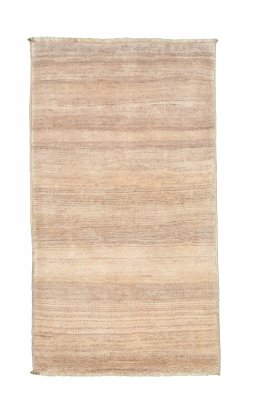 Full view of New Persian Gabbeh rug from Iran / Persia, 150 × 82 cm in Beige tones