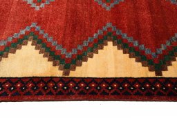 Central medallion detail of 2000s Persian Gabbeh rug from Iran / Persia