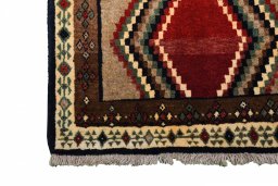 Close-up detail of 2000s Persian Gabbeh rug from Iran / Persia showing Wool weave