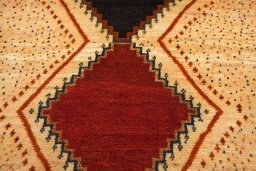 Central medallion detail of 2000s Persian Gabbeh rug from Iran / Persia