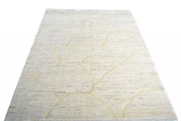 Surface texture of New Persian Gabbeh rug with natural Wool and intricate pattern