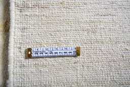 Full view of New Persian Gabbeh rug from Iran / Persia, 198 × 156 cm in Beige tones