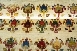 Full view of 2000s Persian Gabbeh rug from Iran / Persia, 170 × 124 cm in Beige tones
