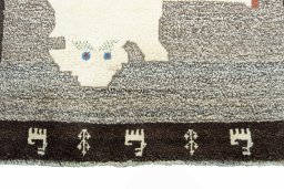 Central medallion detail of 2000s Persian Gabbeh rug from Iran / Persia