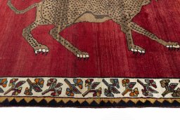 Close-up detail of 2000s Persian Gabbeh rug from Iran / Persia showing Wool weave