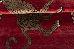 Full view of 2000s Persian Gabbeh rug from Iran / Persia, 200 × 120 cm in Red tones
