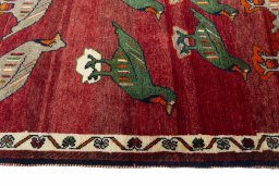 Close-up detail of 2000s Persian Gabbeh rug from Iran / Persia showing Wool weave
