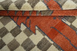 Full view of New Persian Gabbeh rug from Iran / Persia, 198 × 151 cm in Beige tones