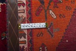 Close-up detail of 2000s Persian Gabbeh rug from Iran / Persia showing Wool weave