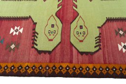 Close-up detail of 2000s Persian Gabbeh rug from Iran / Persia showing Wool weave