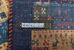 Close-up detail of New Persian Gabbeh rug from Iran / Persia showing Wool weave