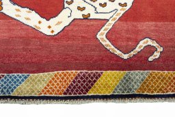 Central medallion detail of 2000s Persian Gabbeh rug from Iran / Persia