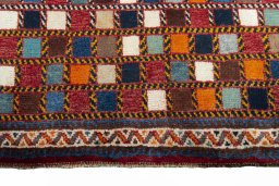 Central medallion detail of 2000s Persian Gabbeh rug from Iran / Persia