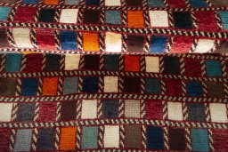 Full view of 2000s Persian Gabbeh rug from Iran / Persia, 155 × 105 cm in Multi Color tones