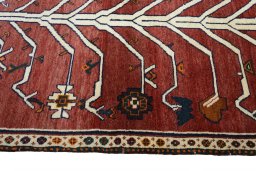 Close-up detail of 2000s Persian Gabbeh rug from Iran / Persia showing Wool weave