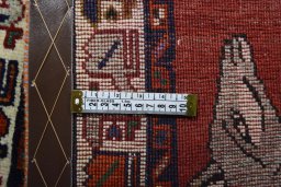 Close-up detail of 2000s Persian Gabbeh rug from Iran / Persia showing Wool weave