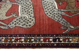 Close-up detail of 2000s Persian Gabbeh rug from Iran / Persia showing Wool weave