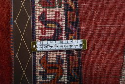 Close-up detail of 2000s Persian Gabbeh rug from Iran / Persia showing Wool weave