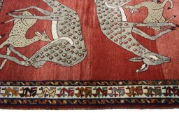 Close-up detail of 2000s Persian Gabbeh rug from Iran / Persia showing Wool weave